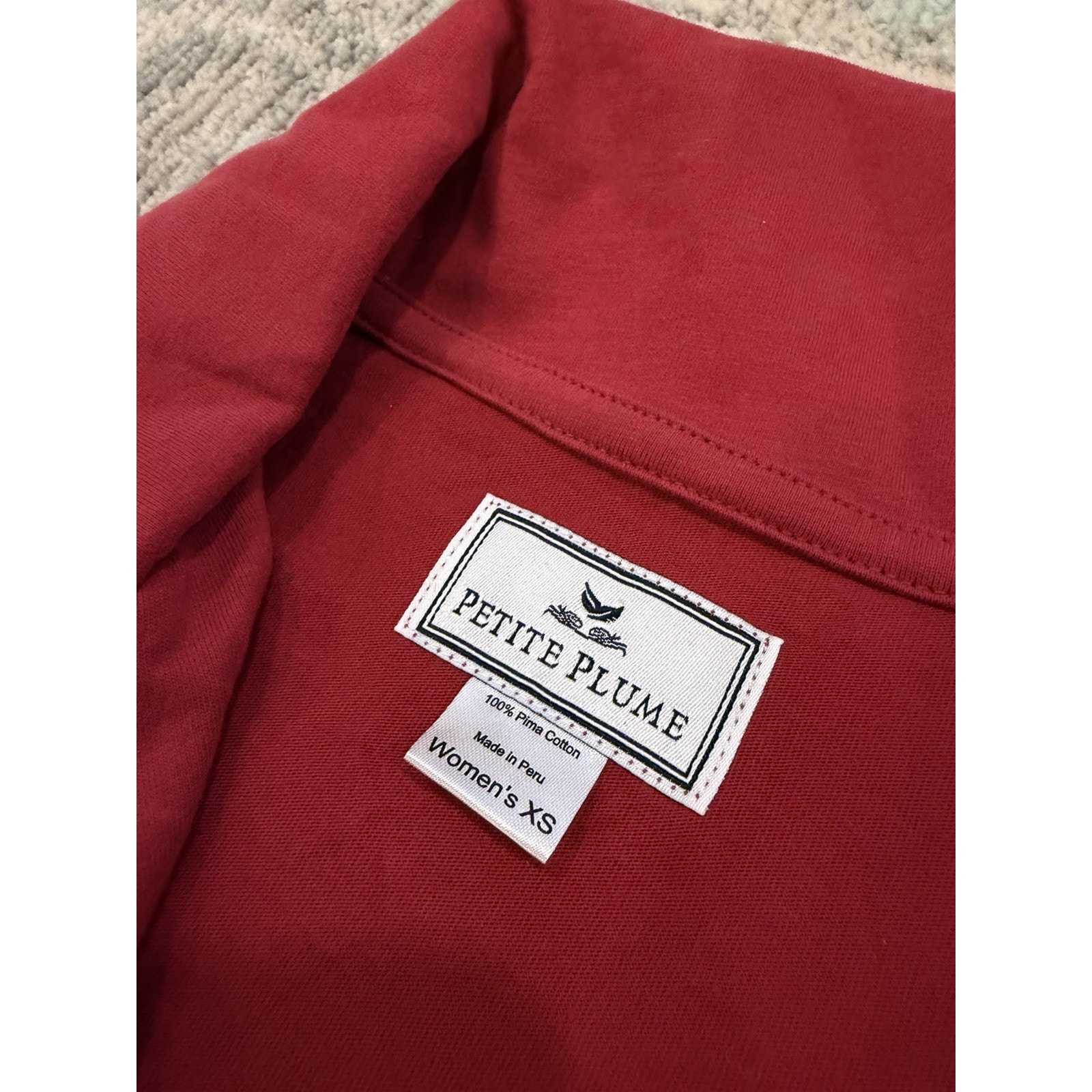 Petite Plume Pima Cotton Pajama Top Red White Trim Xs Nwt — image 3 of 8
